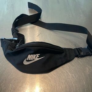 Nike Black Waist Fanny Pack with White Swoosh -  Belt Bag